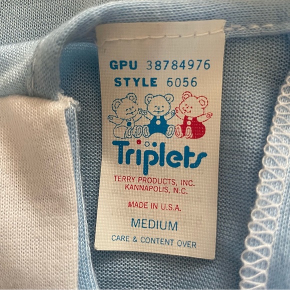 Vintage Triplets Baby 6 Months Girl Light Blue Romper Lace Collar Short Sleeve - Picture 6 of 11